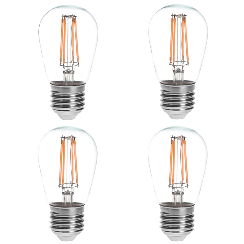 S14 E26/E27 Base 4W LED Vintage Antique Filament Light Bulb, 40W Equivalent, 4-Pack, AC100-130V or 220-240V